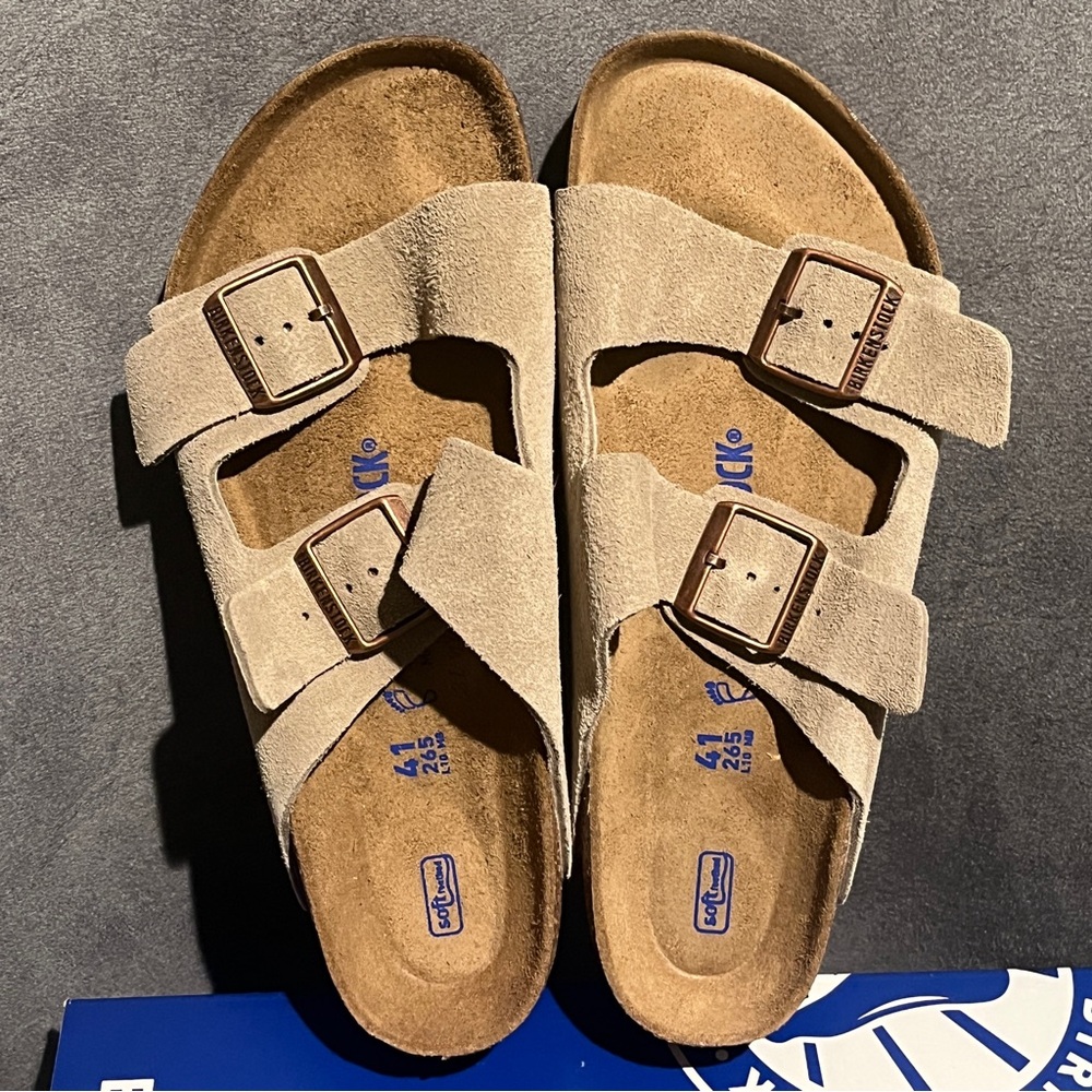 Birkenstock Women’s Arizona Sandals Soft Footbed Taupe Size 41 EU 10US